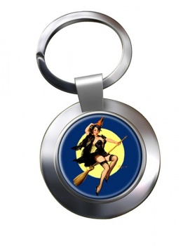 Witch's Delight Pin-up Girl Chrome Key Ring