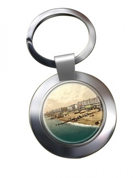 Worthing Beach Sussex Chrome Key Ring