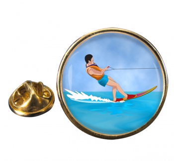 Water Ski-ing Round Pin Badge