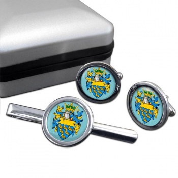 West Sussex (England) Round Cufflink and Tie Clip Set