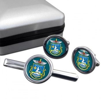 Yellowknife (Canada) Round Cufflink and Tie Clip Set