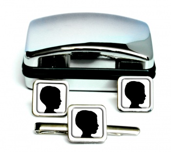 Your Child Square Cufflink and Tie Clip Set
