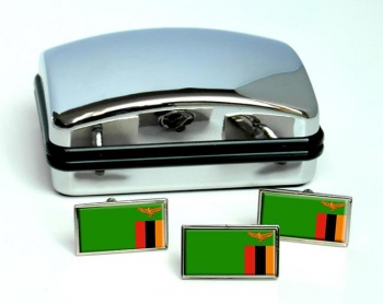 Zambia Flag Cufflink and Tie Pin Set