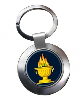 Zoroastrian Fire Leather Chrome Key Ring