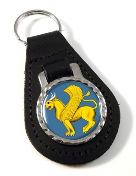 Zoroastrian Guardian Lion Leather Key Fob