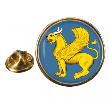 Zoroastrian Guardian Lion Round Pin Badge