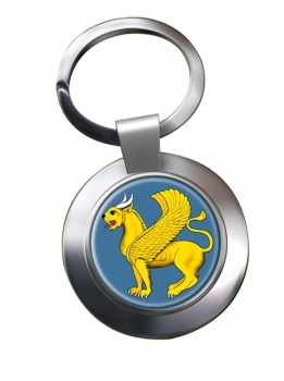 Zoroastrian Guardian Lion Leather Chrome Key Ring
